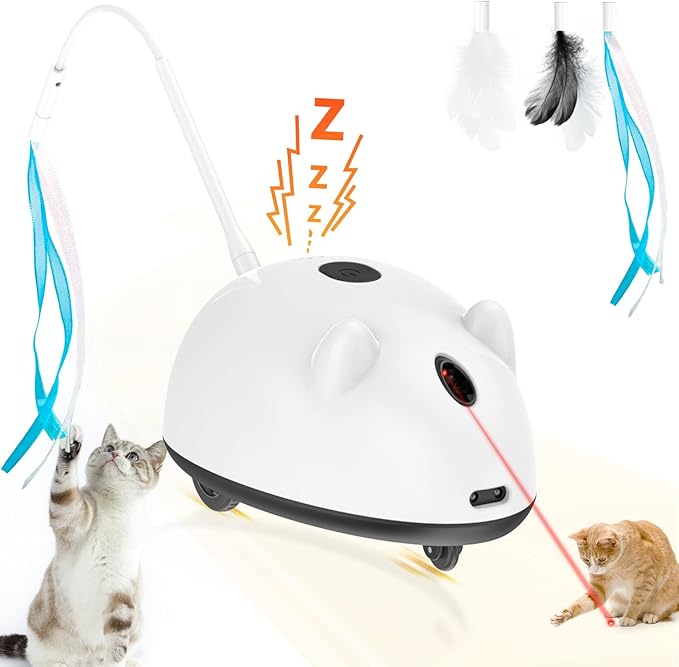 Cat Toys for Indoor Cats, Automatic Cat Mouse Toys with Real Mouse Sound,Electronic Cat Exercise