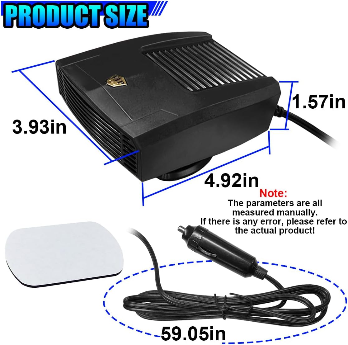 12V 120W Car Heater, 2 in 1 Modes Fast Heating & Cooling Fan, 360 Degree Rotary Automotive Windshield Defroster with Cigarette Lighter Plug, Portable Vehicle Defogger for RV, SUV (Black)