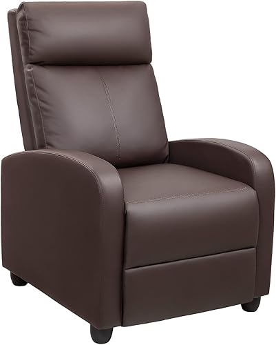 JUMMICO Silla reclinable de masaje sillón reclinable asiento acolchado de piel sintética sillas reclinables ajustables para cine en casa individual