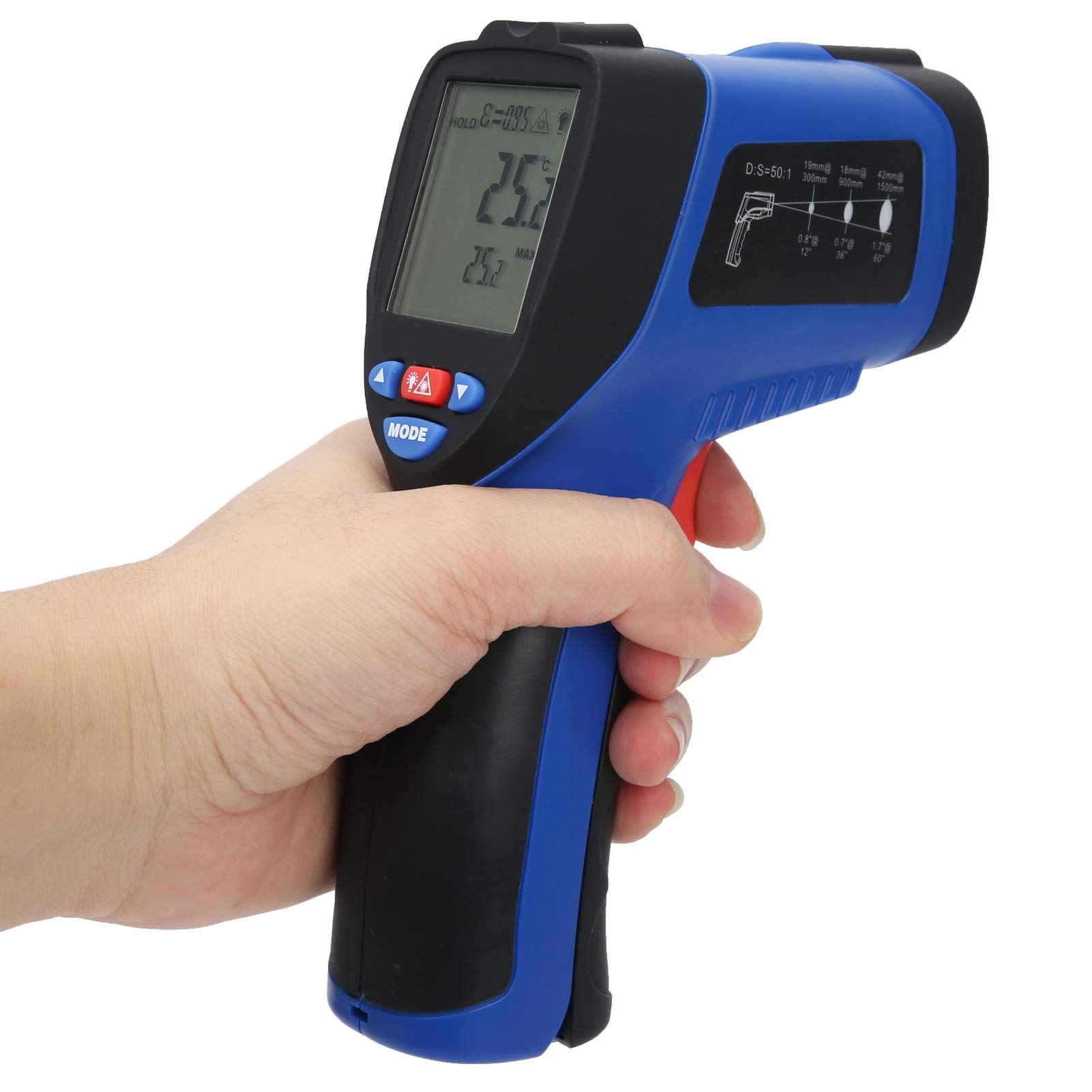 Termómetro de Objetos sin Contacto Pistola de Temperatura Digital infrarroja Pirómetro LCD de Mano Medidor de medición Integrado Cocina de Superficie Pantalla de Mantenimiento de automóviles