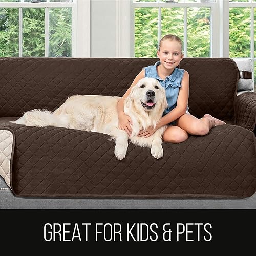 Vista 94 de Sofa Shield Funda de sofá con correa, reversible, resistente a las manchas y al desgarro, funda acolchada de microfibra, lavables, asiento de 78