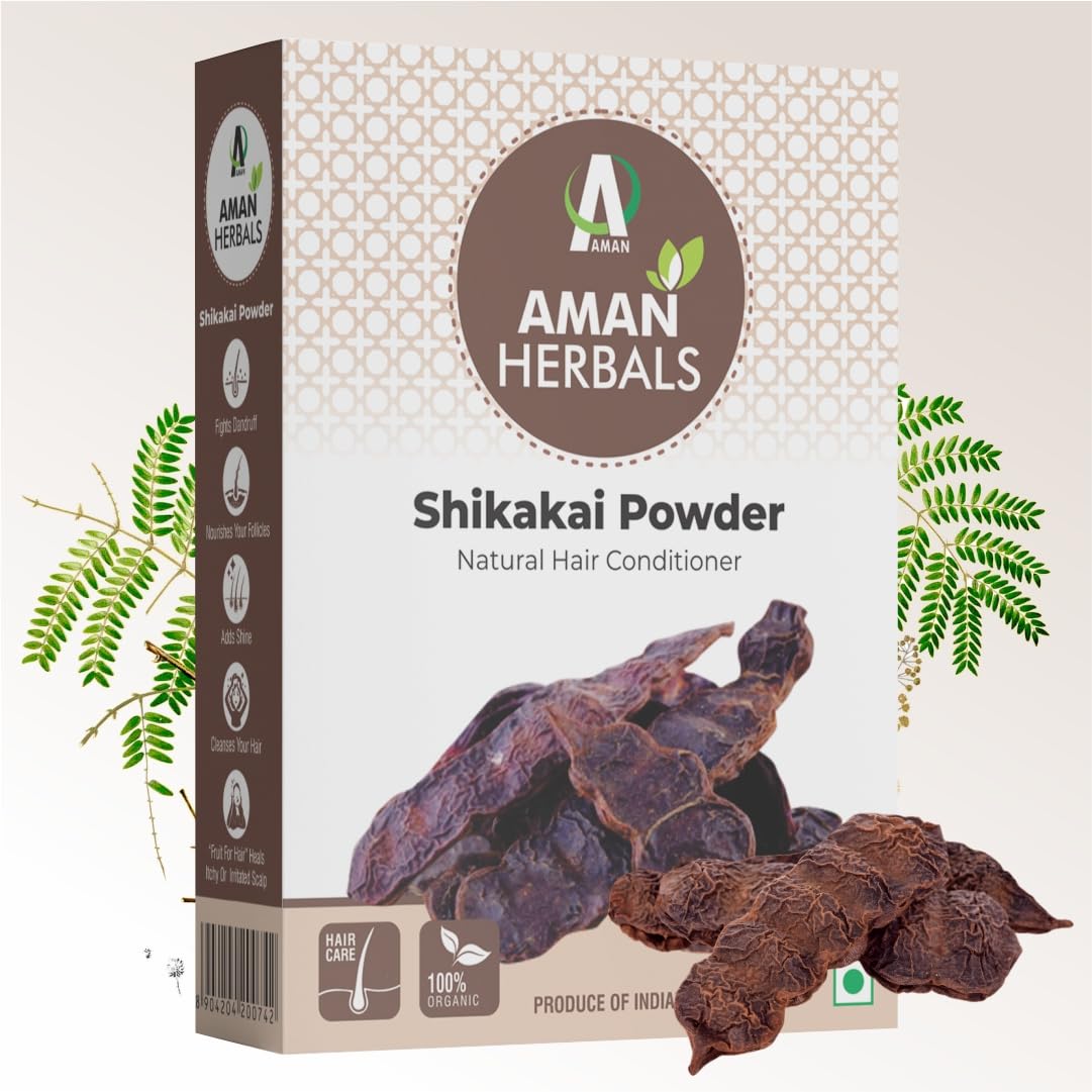 Aman Herbals Shikakai Powder | Natural Hair Cleanser & Shampoo Powder | For Hair Wash, Hair Growth & Dandruff Control | 100% Pure