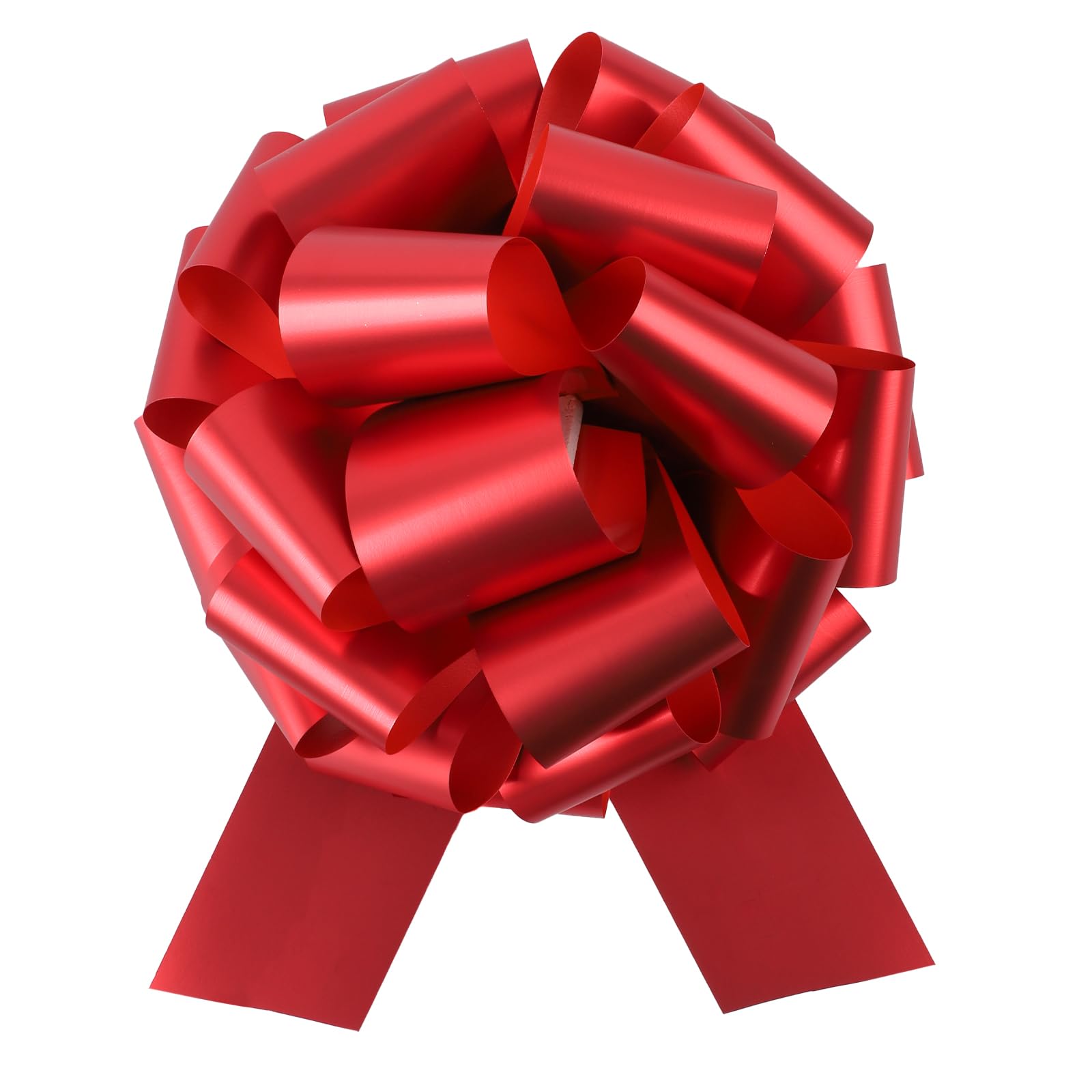 Photo 1 of 12 Inches Pull Bow 2 Pieces Gift Wrapping Pull Bow Matte Finish Ribbon Pull Bows for Christmas Wedding Baskets Valentine's Day Bows Multicolor Ribbon Bow for Gift Wrapping (Red)