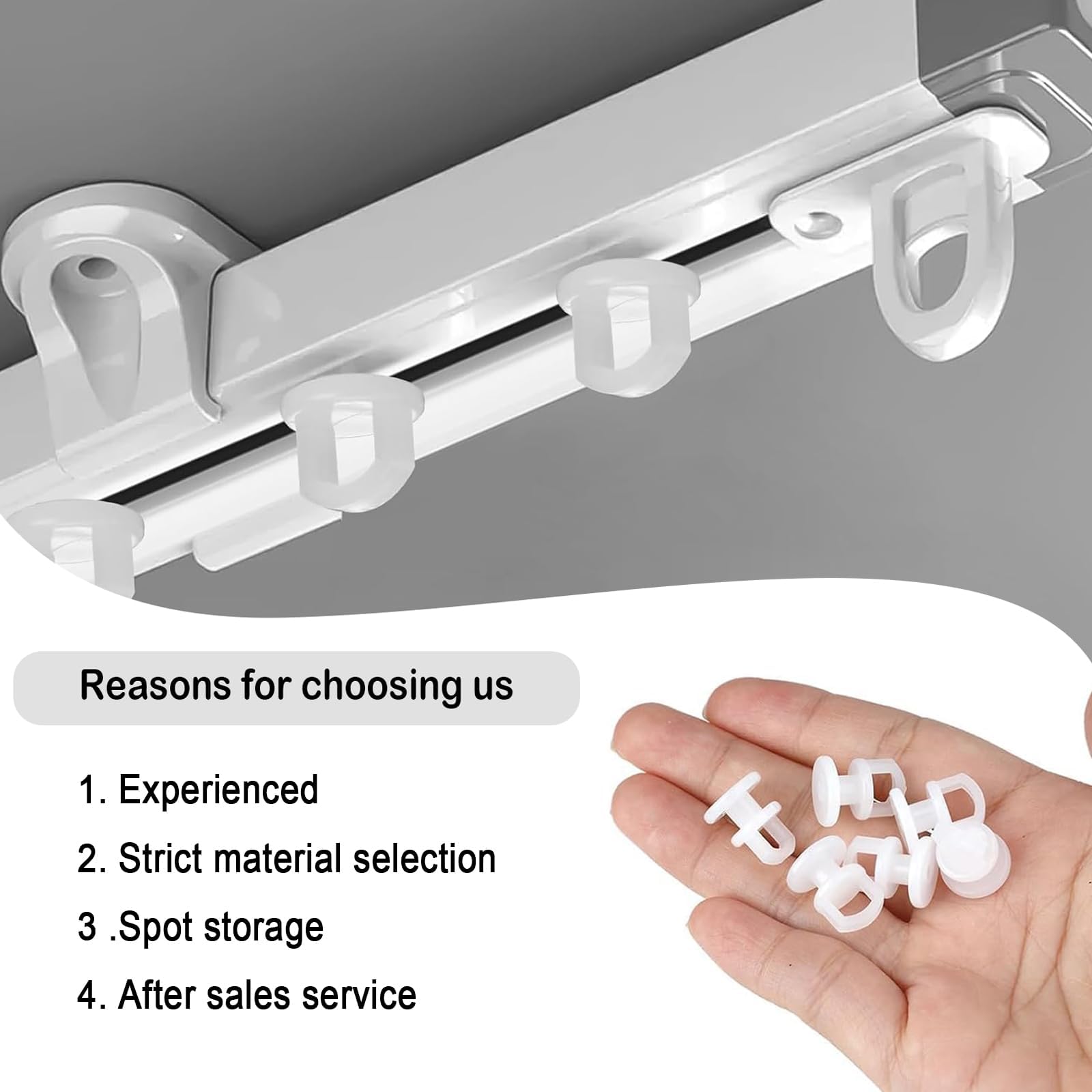 NIYATA 100Pcs Crochet de Rideau Rail Glisseur, Blanc pour Voitures, Bus et Autobus Scolaires