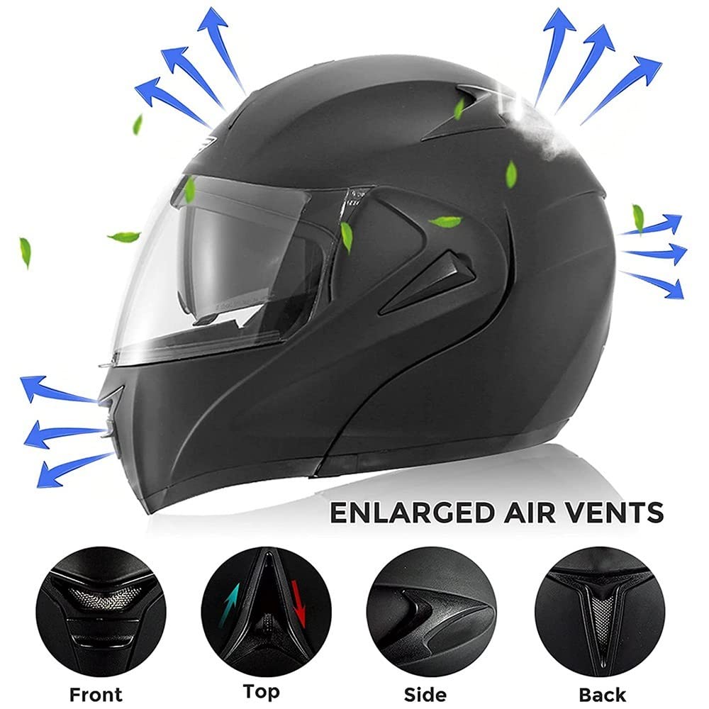 Casco de Moto Modular Bluetooth Integrado con un Micrófono Incorporado Anti Niebla Visera Doble ECE/Dot Homologado Adultos Hombres Mujeres Cascos Moto para Adulto 55~62cm