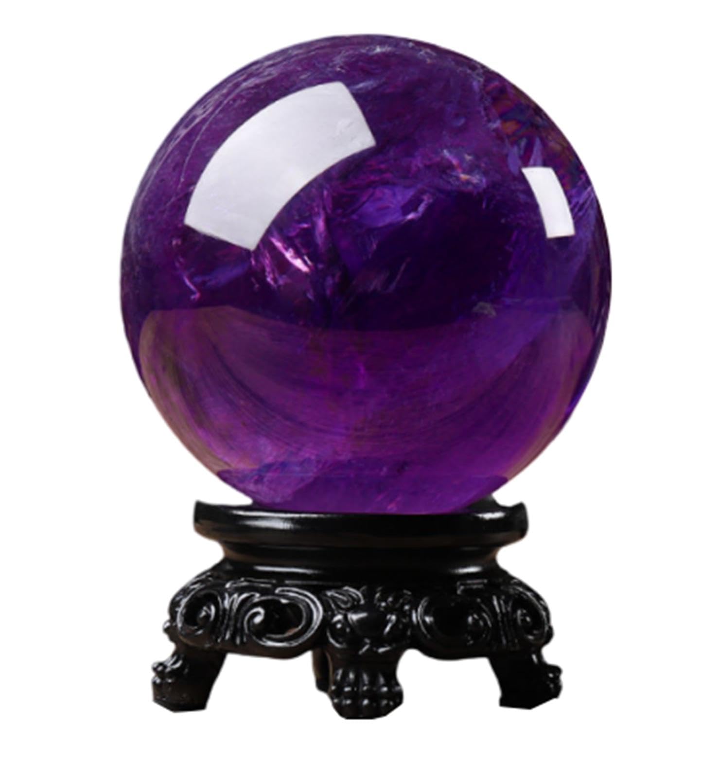 LHAOEEEYG Crystal Ball Amethyst Quartz Gemstone Sphere with Stand Polished for Feng Shui and Home Decor, 5 cm