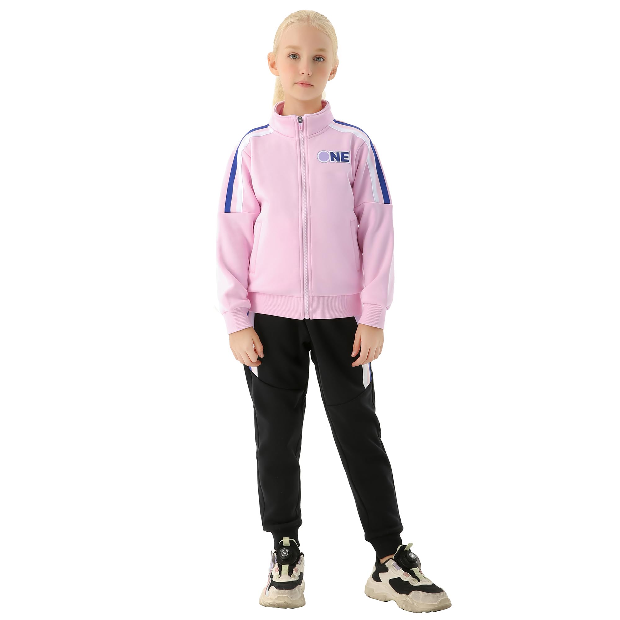 Chándal para niñas, conjunto de sudadera de 2 piezas con cremallera frontal completa, chaqueta clásica y pantalones, conjunto de chándal para niñas (4-15 años)