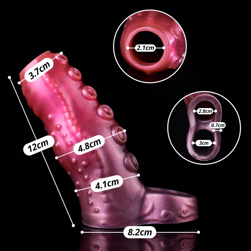 SXOVO Funda Pene Tentáculo, Funda para Pene Abierta con Anillo Testicular, Alargador de Pene Usable y Reutilizable, Sex Toys Retardante Eyaculación, Juguetes Eróticos para Pareja Sexuales (M)