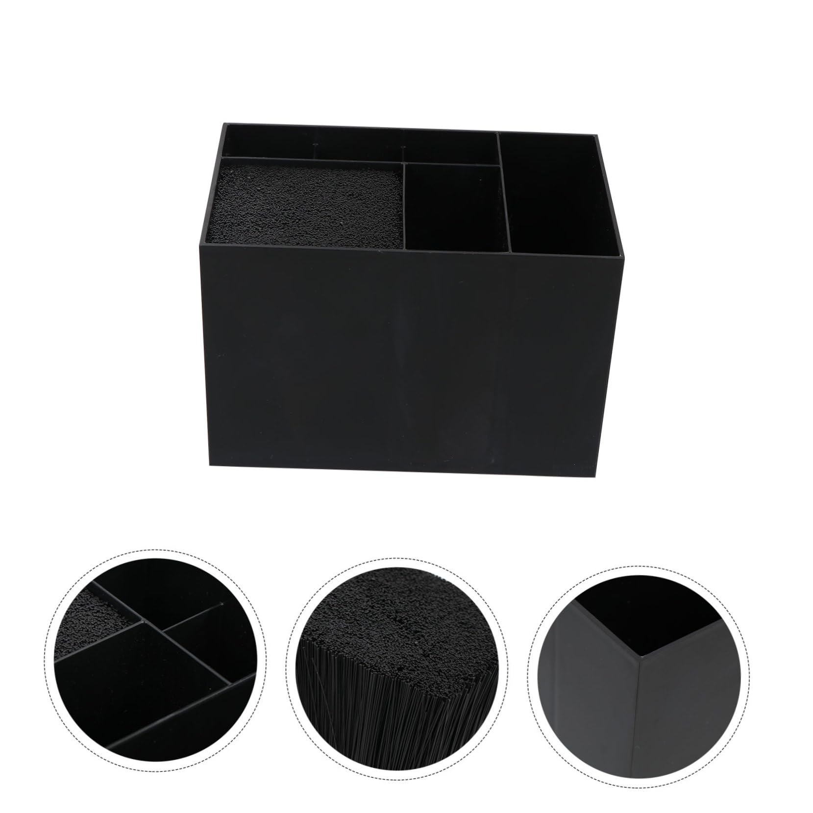 Organizer Scatola Parrucchiere Nero Plastico con 6 Scomparti