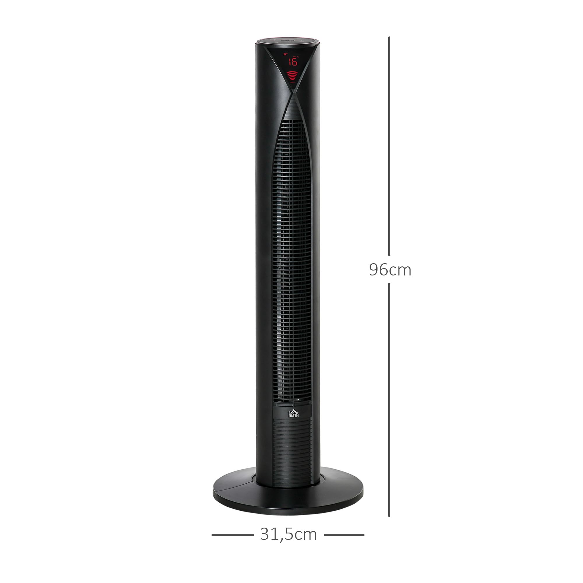 HOMCOM Ventilateur colonne, avec télécommande, minuterie 12 heures, mode veille, 3 vitesses, ventilateur tour oscillant pour maison, chambre à coucher, bureau, noir