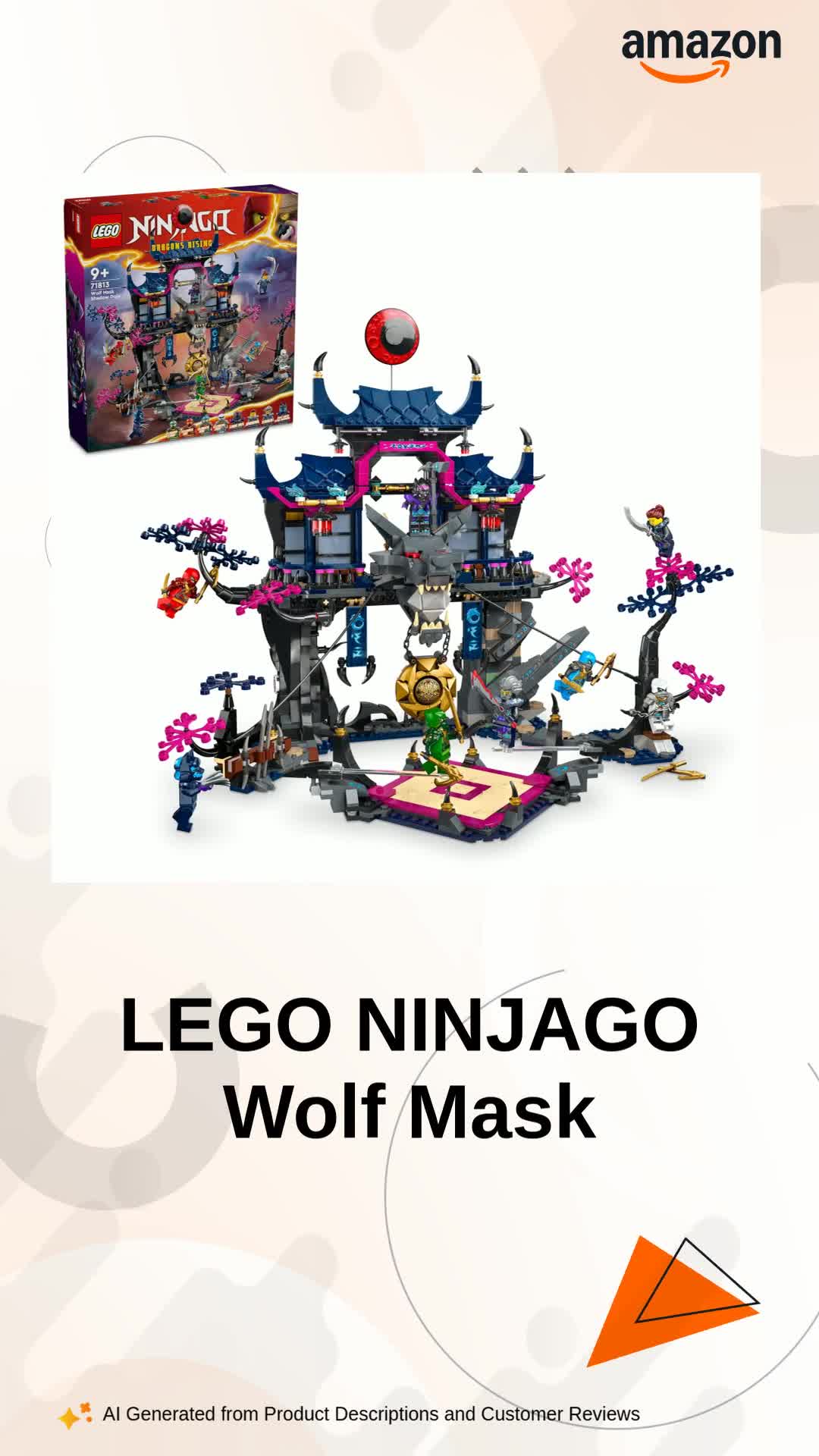 LEGO NINJAGO Wolf Mask Shadow Dojo Ninja Toy Building Kit 71813