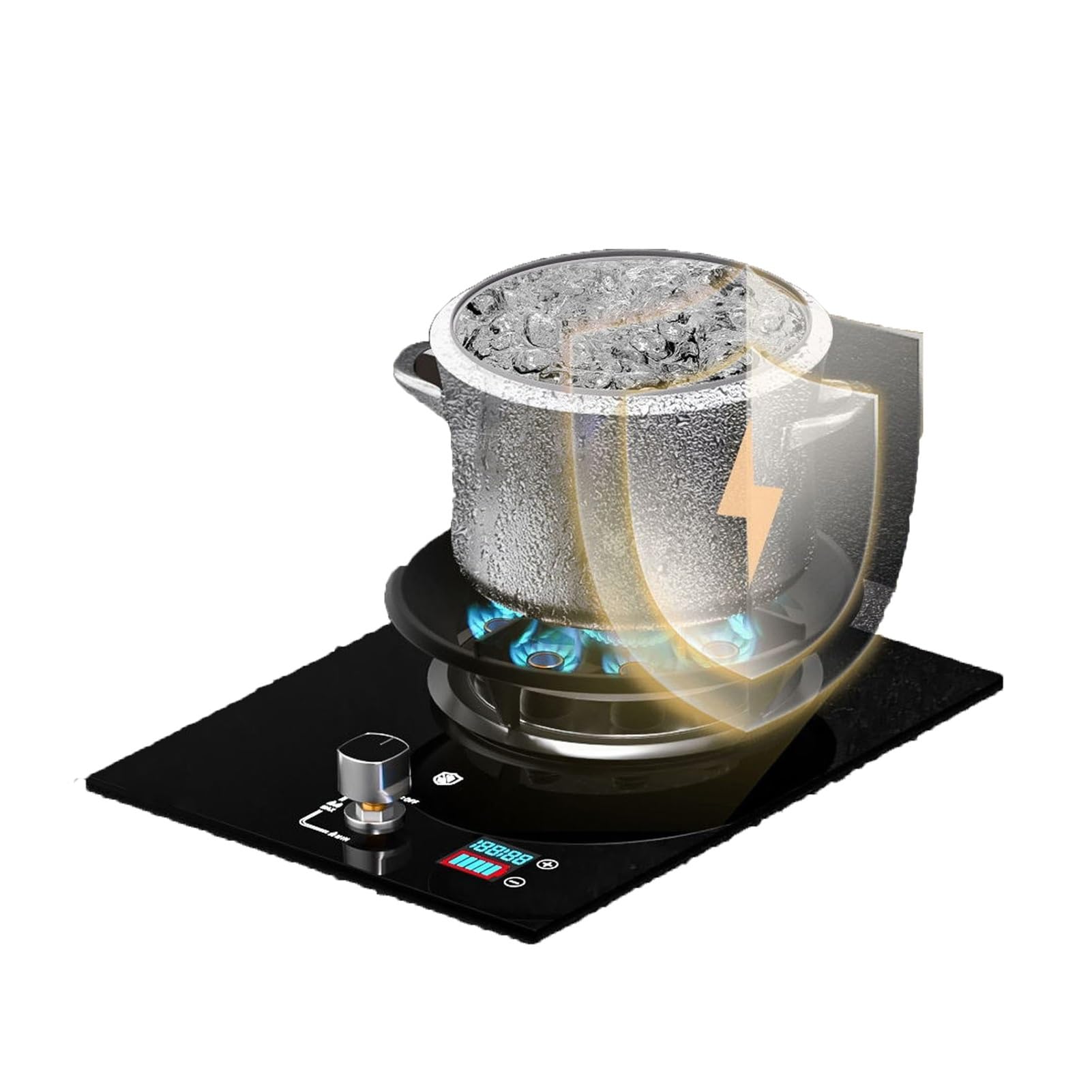THEGA Estufa De Gas para Interiores De 5,2 KW, Cocina De Gas De 1 Quemador, Horno De Vidrio Templado con 9 Quemadores Y Temporizador, Placa De Cocción Independiente(NG)
