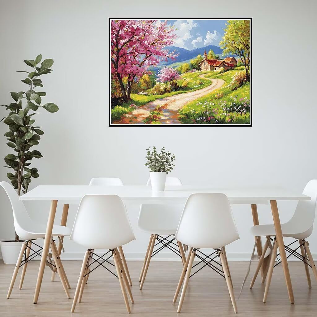 Dipingere con i Numeri Adulti Scenario Naturale Casa 90x60 cm, Kit Pittura Adulti Fai-da-Te per Principianti, Paint by Numbers con Vernici e pennelli, Decora la casa Regalo (senza cornice) -YH131