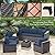 RTDTD Outdoor Patio Furniture Set, 7 Pieces Outdoor Furniture All Weather Patio Sectional Sofa PE Wicker Modular Conversation Sets with Coffee Table,6 Chairs & Seat Clips(Dark Blue)