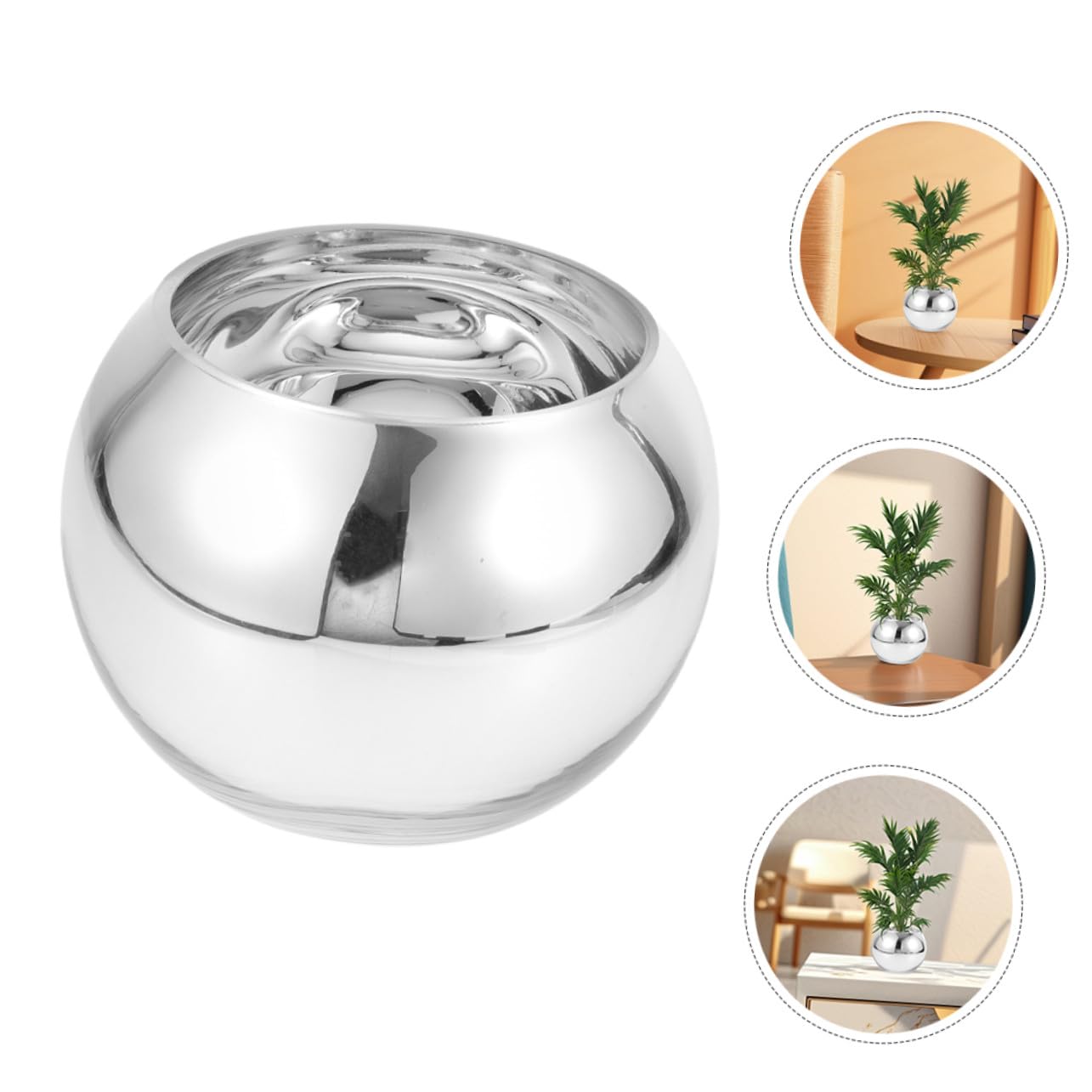 2 Stück Runde Glasvasen aus Robustem Glas in Silber für Hydrokulturelle Pflanzen und Blumen Moderne Dekoration für Haus und Büro Elegante Tischdeko