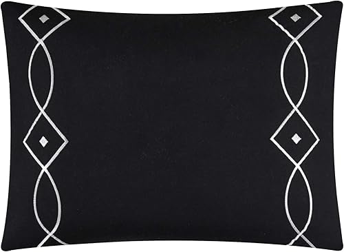 Miniatura 4 de Chic Home Katrin juego de edredón de 20piezas, con bloques de color, geométrico, bordado, juego de cama completo, juego de sábanas, fundas de