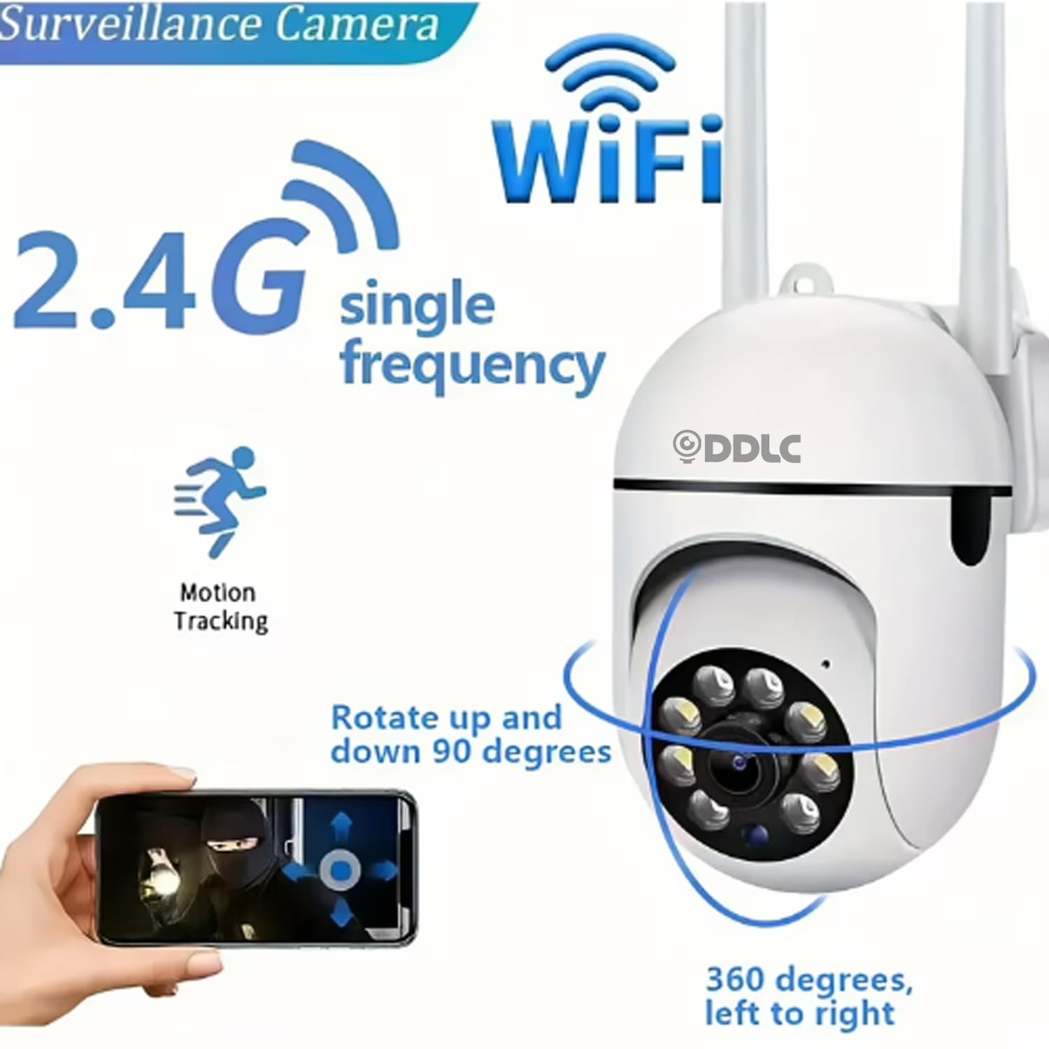 DDLC Full HD Wi-fi Wireless IP CCTV Security Camera Light Vision, Night Vision Remote Indoor 1080p V380 Pro App 360 Degree Watch Live Streaming Mini Dome PTZ Camera (mini ptz) 4