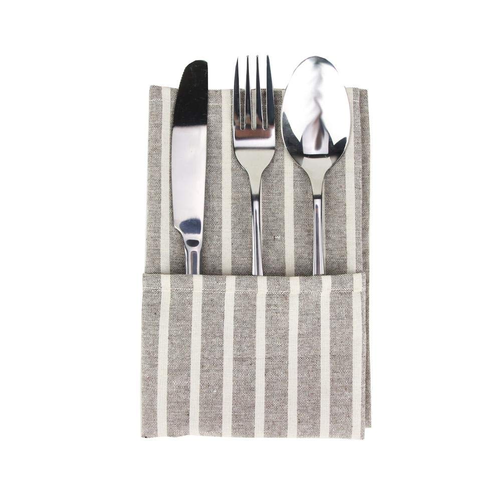 Tovaglioli Stoffa Set di 12 tovaglioli di Stoffa a Strisce 30 x 40 cm di Lino di Cotone tavola da Pranzo tovaglioli in Tessuto tovagliette 6 Colori Tovaglioli di Stoffa (Color : 4)