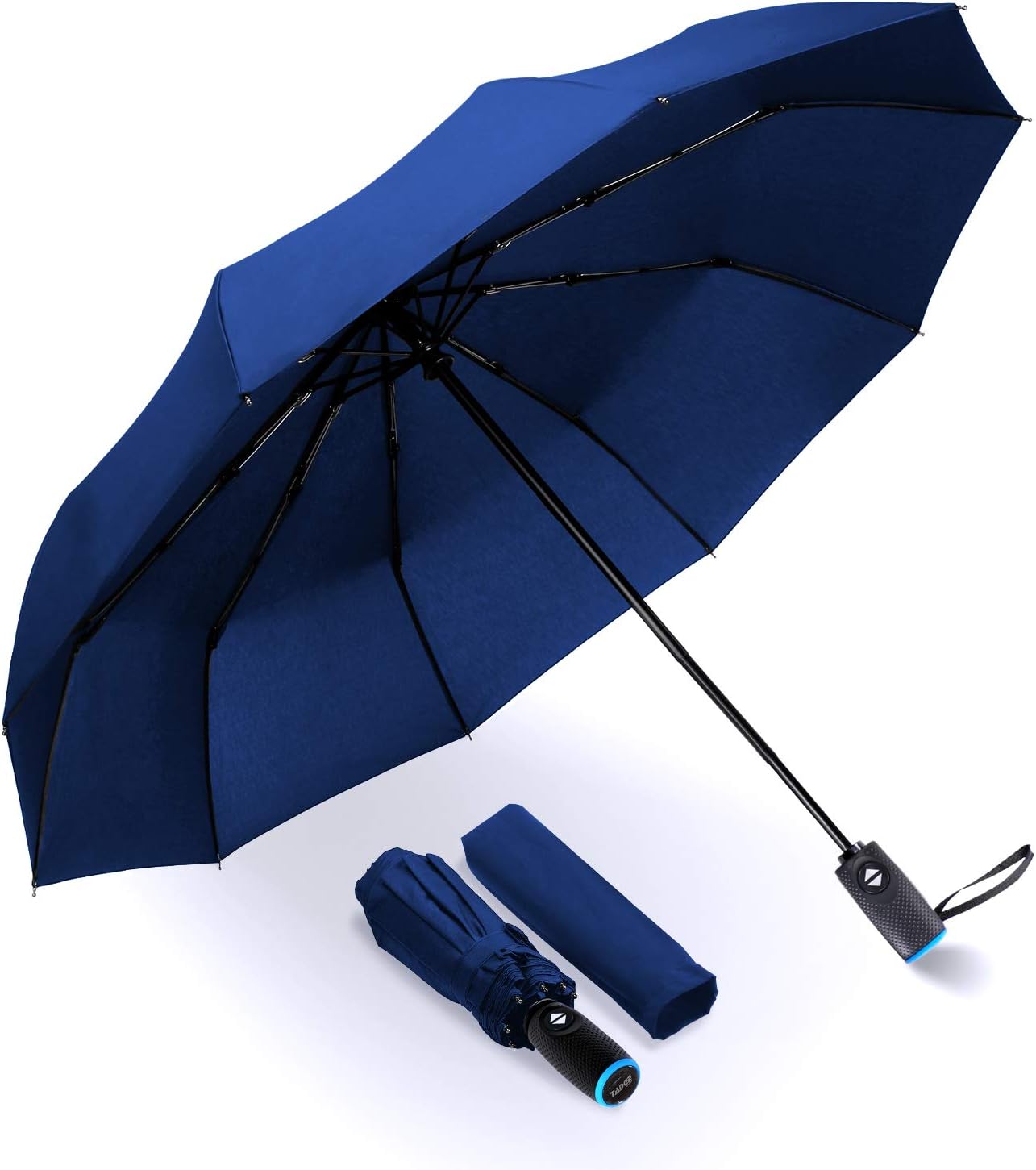 Windproof Travel Umbrella with Automatic Open/Close (Black) Repel Rain Resistant Canopy with Teflon Coating | Wind Proof Durability | Includes Carry Bag