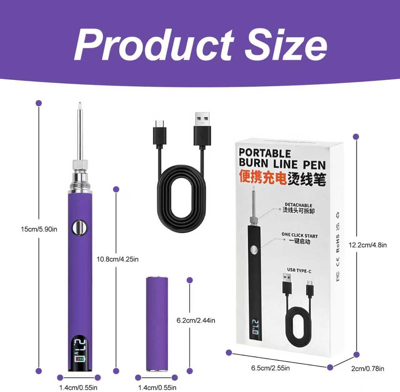 Rechargeable wire burning kit, digital wire burning tool. Suitable for bead stringing, leather craftsmanship, sewing, weaving, wax carving, wood stamping, etc (White)