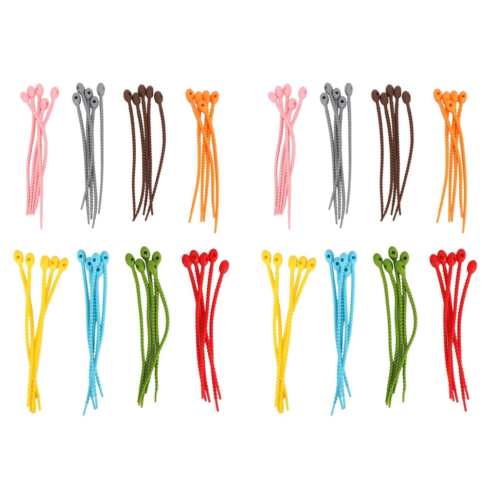 Jnchdghwa Multicolor 80Pcs Colorful Silicone Ties Bag Clip, Bread Tie, Reusable Rubber Twist Tie, All-Purpose Silicone Ties