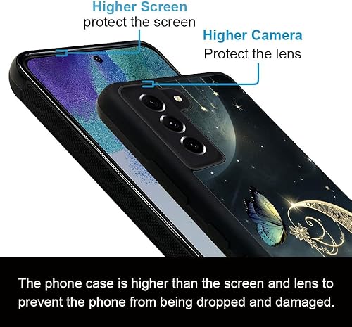 Miniatura 4 de DJSOK Funda compatible con Samsung Galaxy S23 Plus, diseño de estrella de mariposa y luna para niñas y hombres, patrón de protección contra caídas