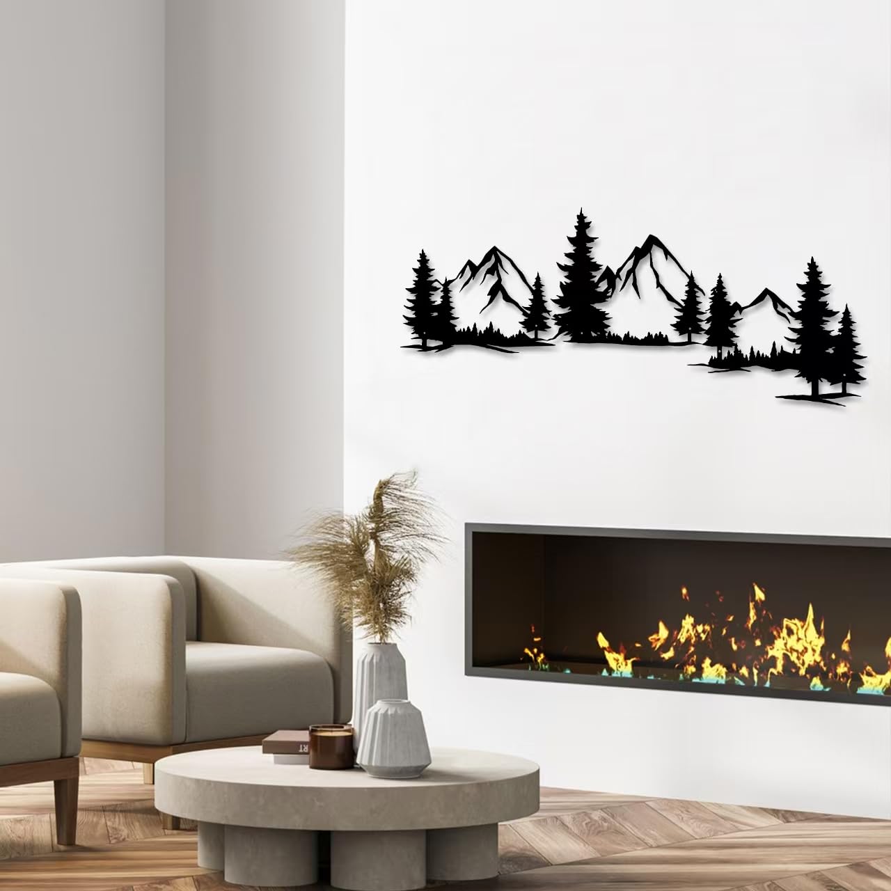 Amazon.com: Xedatric Mountain Forest Metal Wall Art 15x44 Inch