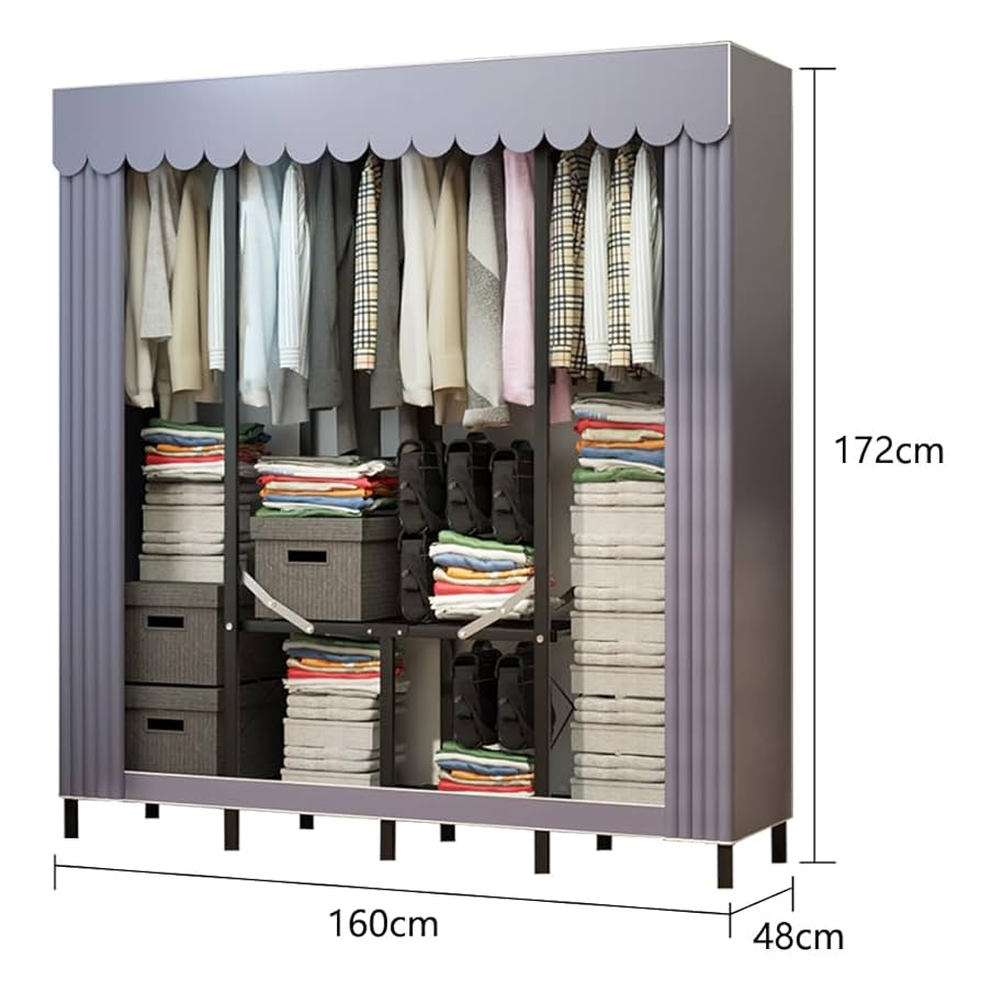 新品⭐︎大容量ワードローブ　クローゼット☆グレー Amazon｜ワードローブ カバー付き 組み立て不要 大容量