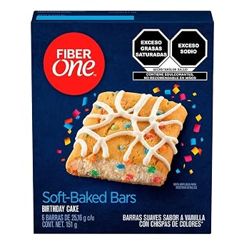 Fiber One 70 Calorie Soft-Baked Bars, Birthday Cake, Snack Bars, 6 ct