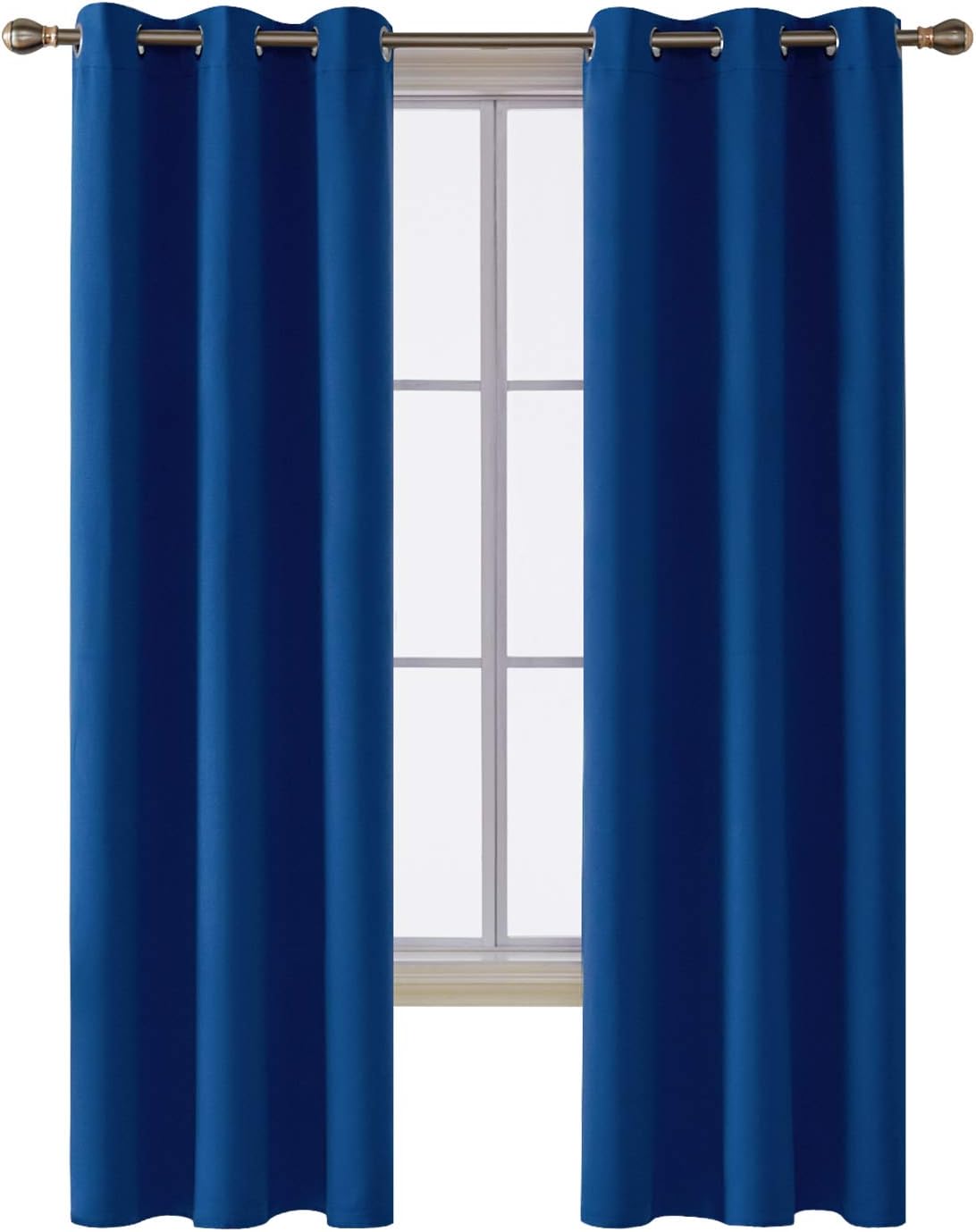 Deconovo Grommet Window Panels Thermal Insulated Curtains Room Darkening Blackout Curtain 42x84 Inch Royal Blue Two Curtain Panels