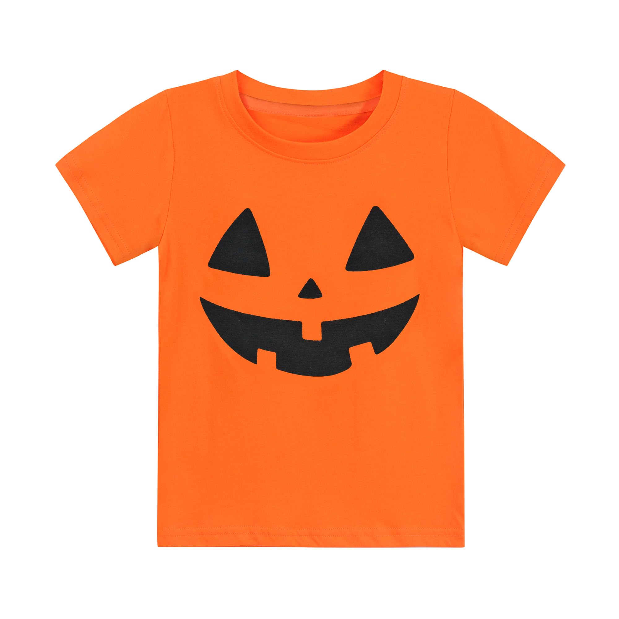 (6T) Halloween Shirt for Toddler Boy Girl Pumpkin Ghost Face Crewneck Short Sleeve Tshirt for Kid Halloween Clothes Top 2-7 Years