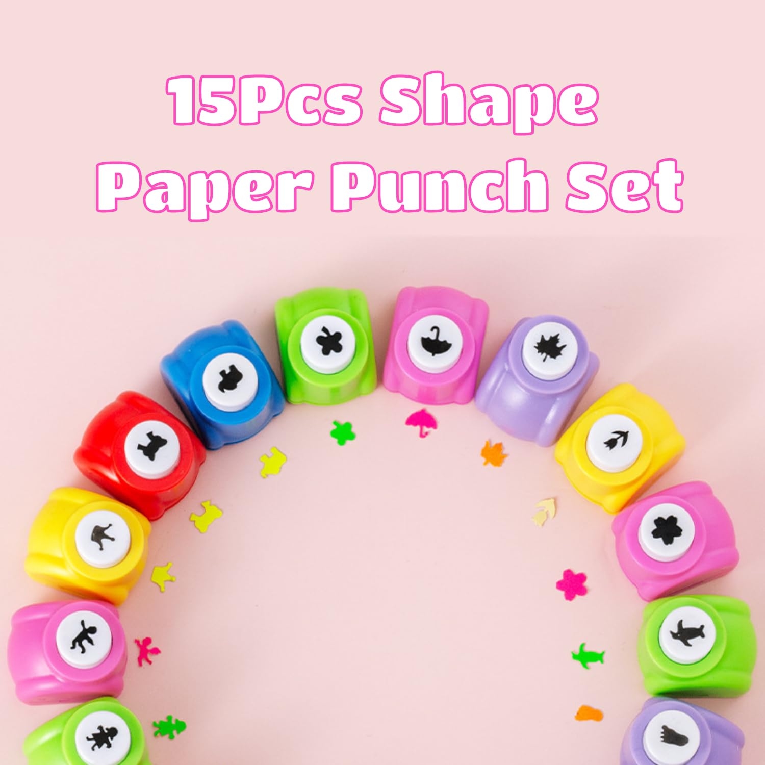Papierstanzer, 15 Stück Motivstanzer Stanzer Set Mini Papier Ausstanzer Kinder, Motivlocher Stanzer Set für Kinder DIY Scrapbook Fotoalbum Handwerk