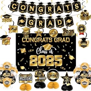 Graduation Decorations 2025 Gold Themed ...