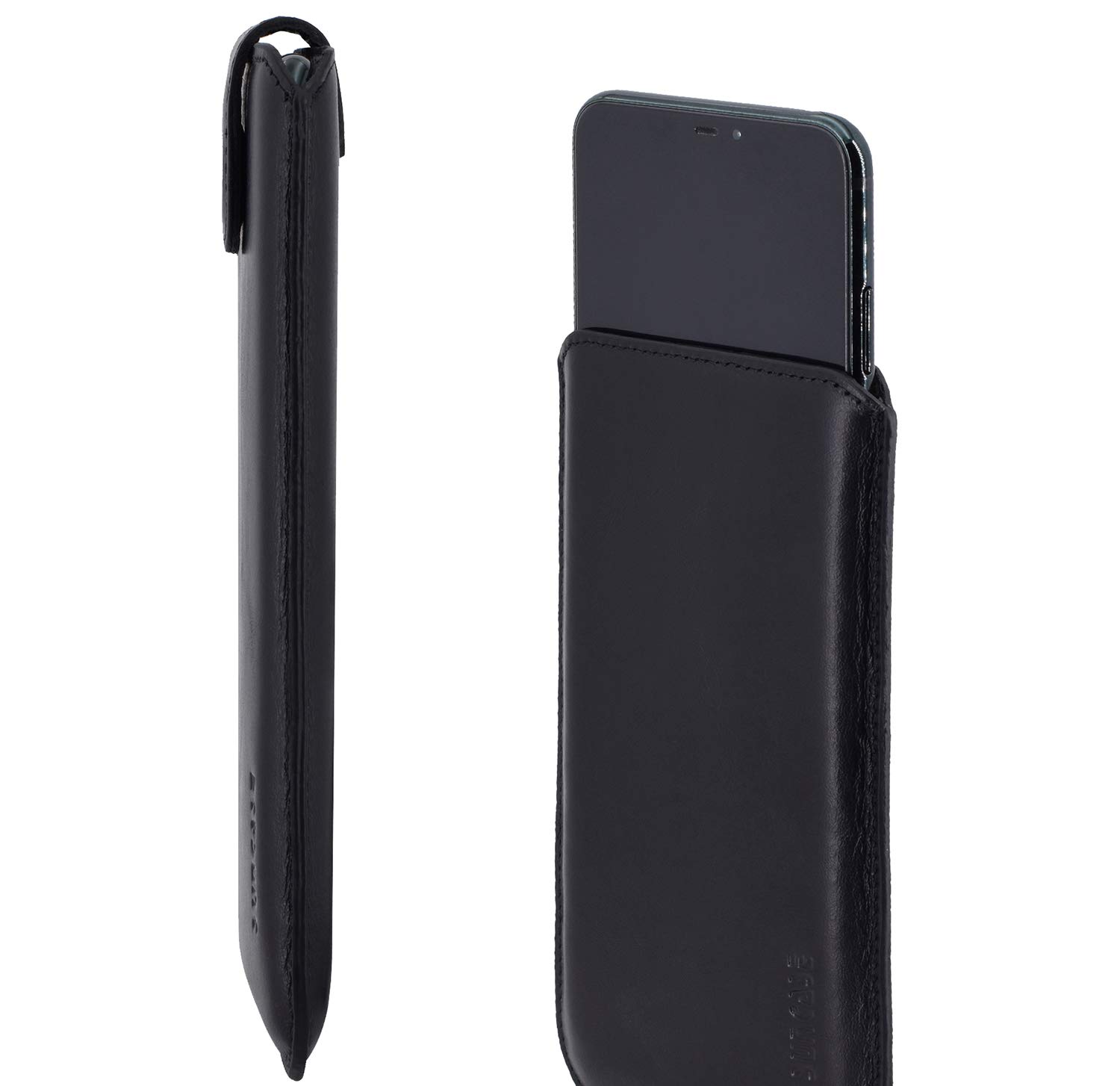 Suncase Custodia In Vera Pelle Per Nokia 8.1 - Con Custodia In Silicone E Funzione Estrazione, Nero