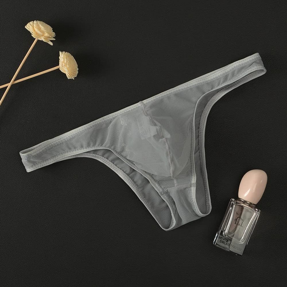 Men's Low Waist Solid Color Half Coverage Triangle Briefs Thin Mesh Bulge Pouch Bikini Briefs Underwear - Image 6