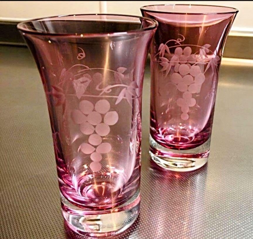 Amazon.co.jp: 小樽北一硝子／一口ビールグラス／葡萄模様切子 