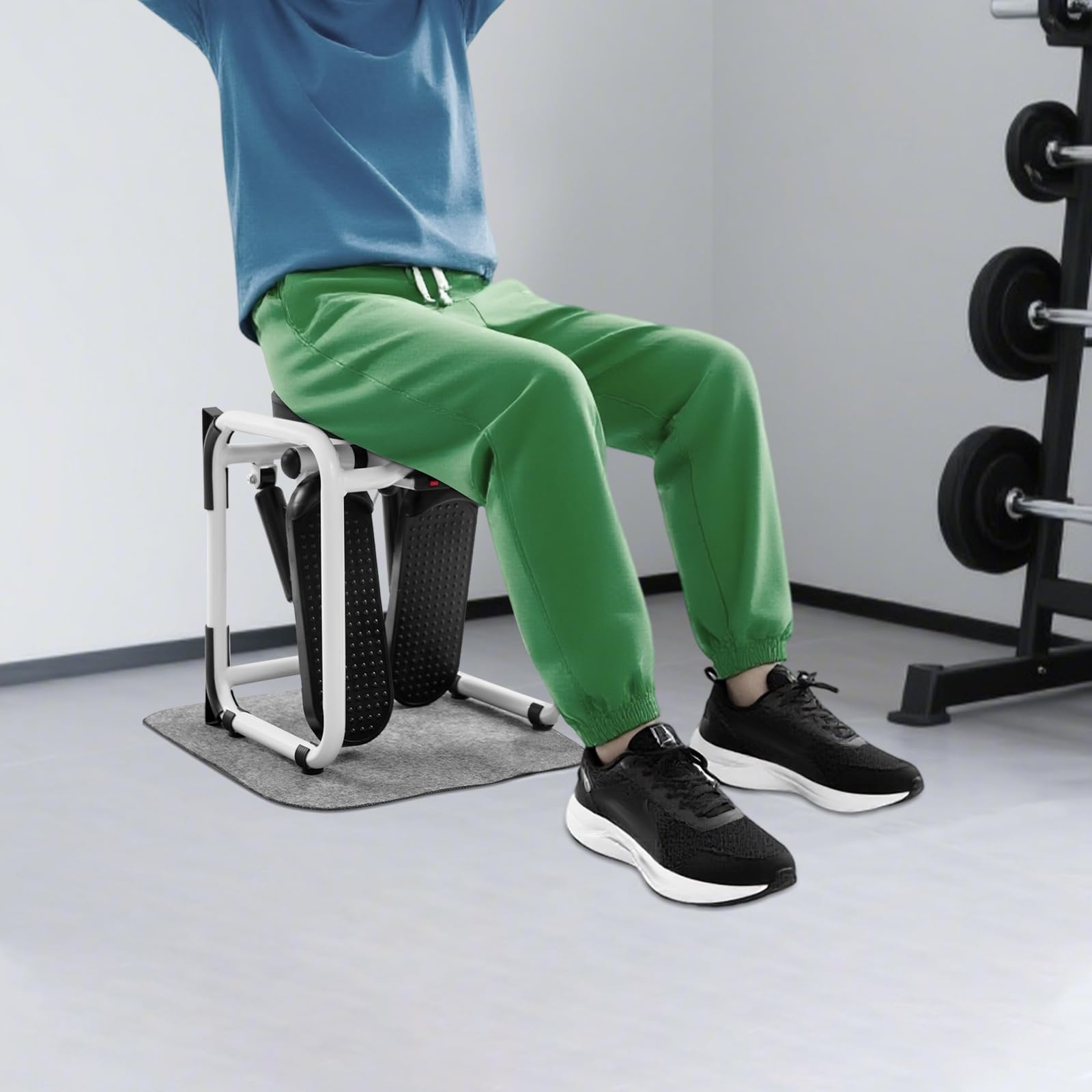 Mini stepper con 150 kg de carga y bandas de resistencia | Equipo de fitness manual para el hogar | para principiantes y avanzados, para apartamento y oficina, 42 x 34,5 x 32 cm