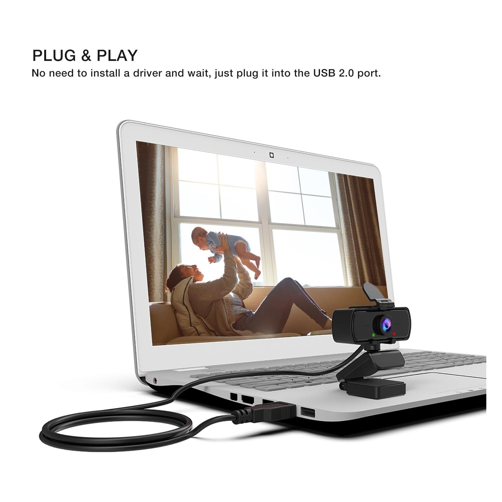 Cámara Web, Cámara Web for PC Full HD de 1440p con micrófono, trípode, for computadora portátil Escritorio USB, cámara transmisión en Vivo for videollamadas for conferencias, grabación