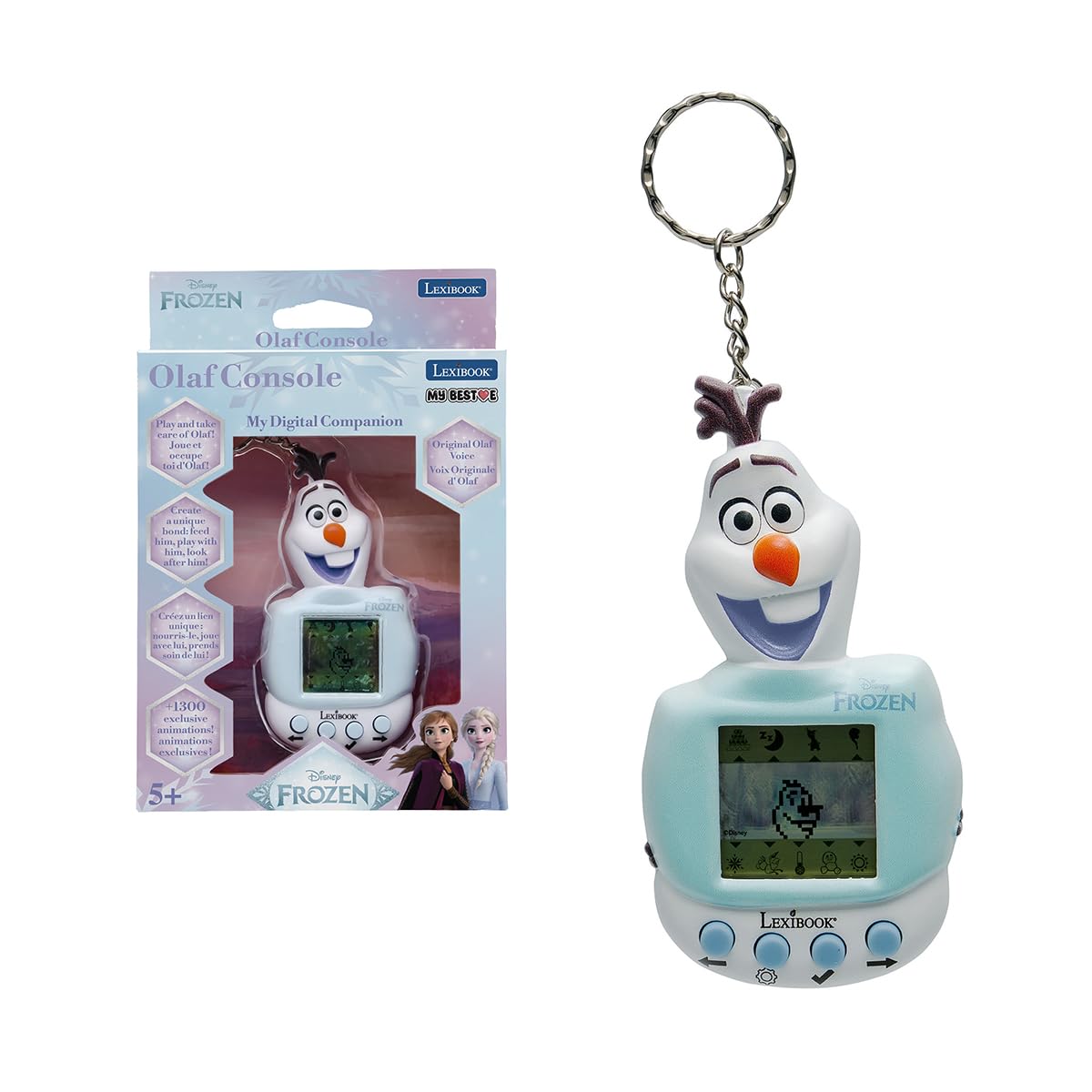 Lexibook, Disney Kraina Lodu, Konsola do gier My Best-E®, Ekran LCD, 3 gry w zestawie, Interaktywny towarzysz Olaf, Uniwersum Krainy Lodu, Jasnoniebieski i biały, JLMB10FZ