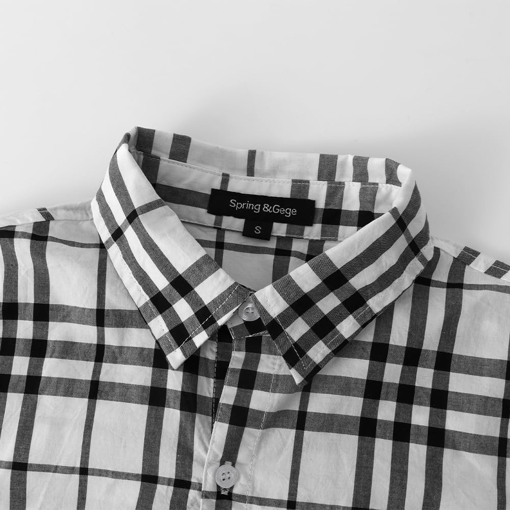Spring&Gege Camisa de vestir de manga corta para niño, uniforme formal, tejido liso