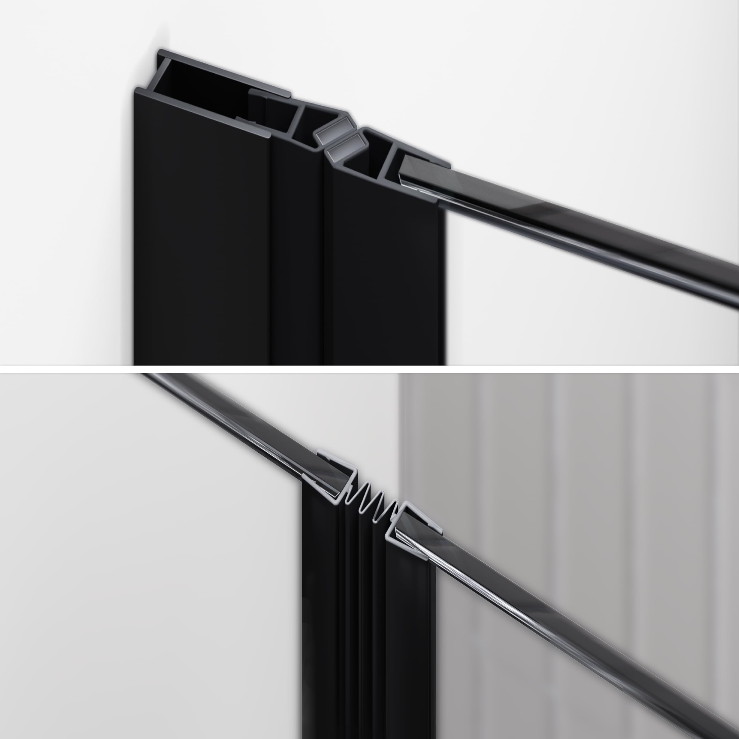 Moments of Glass Mampara de ducha puerta plegable rango de ajuste de 72-75,5 cm altura: 195 cm de cristal transparente templado de seguridad de 6 mm perfiles de aluminio negro - DK822