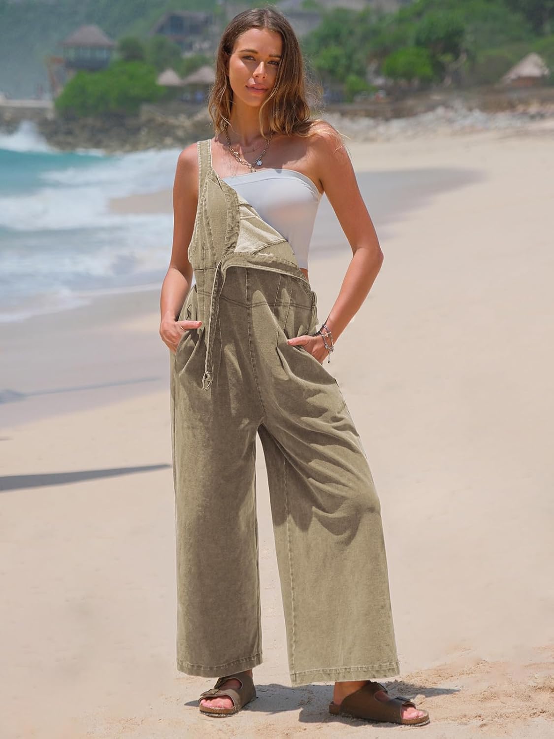 EXLURA Women Fall Overalls Denim Loose Fit Wide Leg Bib Jumpsuits Casual Adjustable Baggy Jeans Romper with Pockets 2025 - Image 3