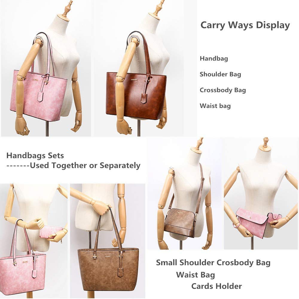 Juego de 5 bolsos de mano de piel sintética para mujer, color Rosa, talla Talla única