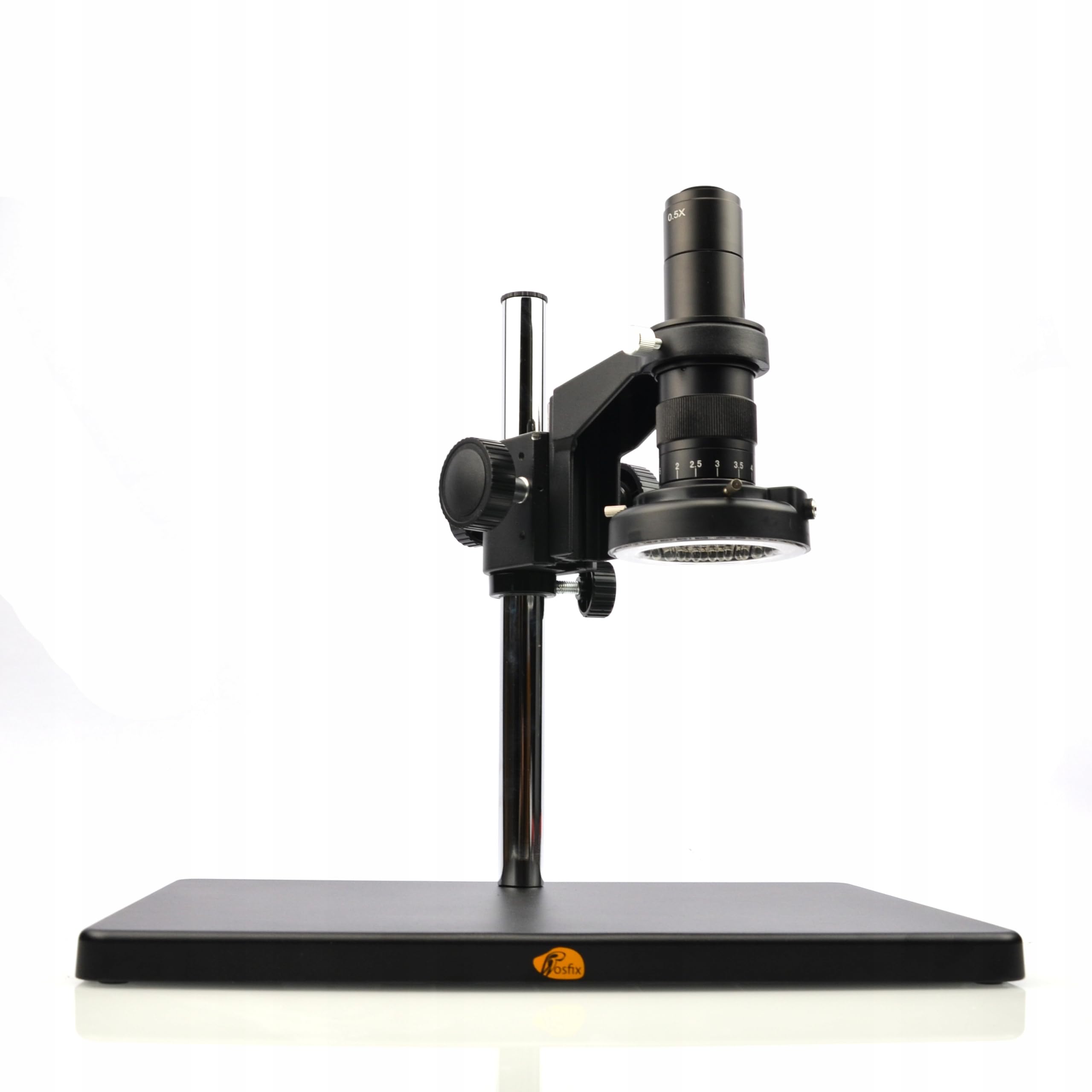 Rosfix Earth Pro MCEP-0.5X - Microscopio digital estéreo con zoom de 7 a 45x y anillo de luz LED de 56 x | Cámara PEGASUS Pro HDMI | C-Mount | Para laboratorio, electrónica, biología, industria