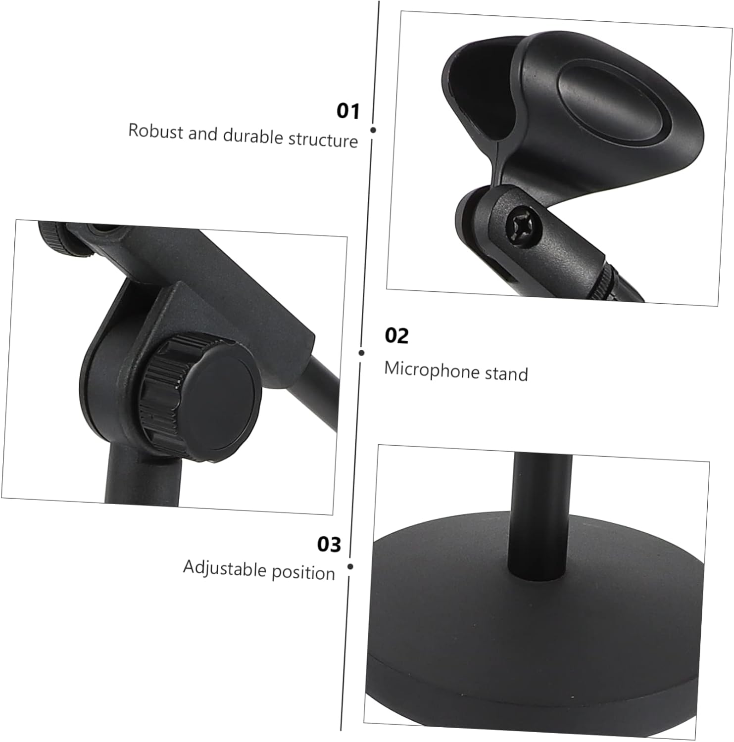 BESPORTBLE Adjustable Height Microphone Stand with Weighted Disc and Compact Desktop Mic Rack for Conference Live Streaming Podcasting and Video Blogging