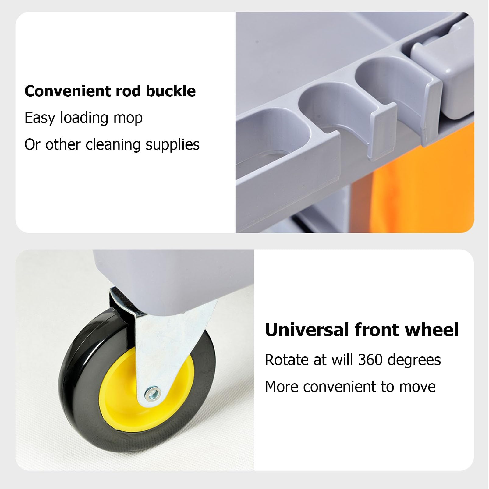 Carrito de limpieza, carrito de limpieza resistente con ruedas, carrito organizador de suministros de limpieza comercial para escuelas, hoteles, restaurantes y centros comerciales