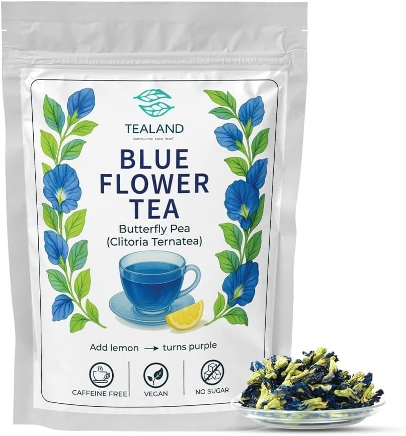 Tealand Blue Tea (Butterfly Pea Flower) – Natural Herbal Blue Flower Tea | Color Changing, Caffeine Free, Antioxidant | 40 g