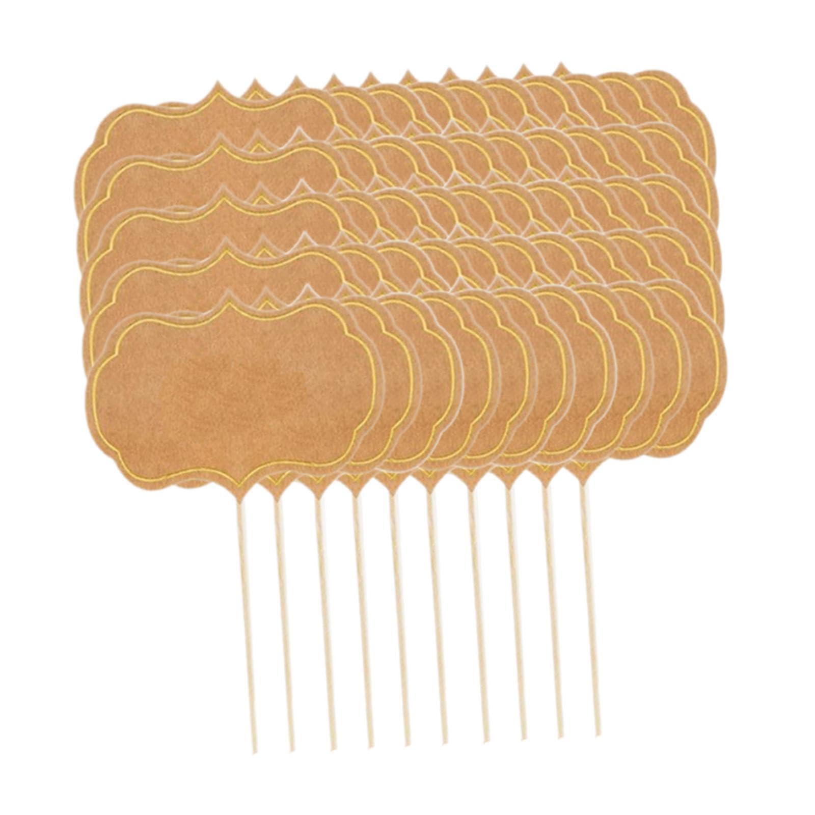 Nishiyuenyi 50 Pieces Blank Toothpick Flags Cake Toppers, Food Labels Decor, Cupcake Toppers Picks Buffet Labels for Buffet Supplies, Brown