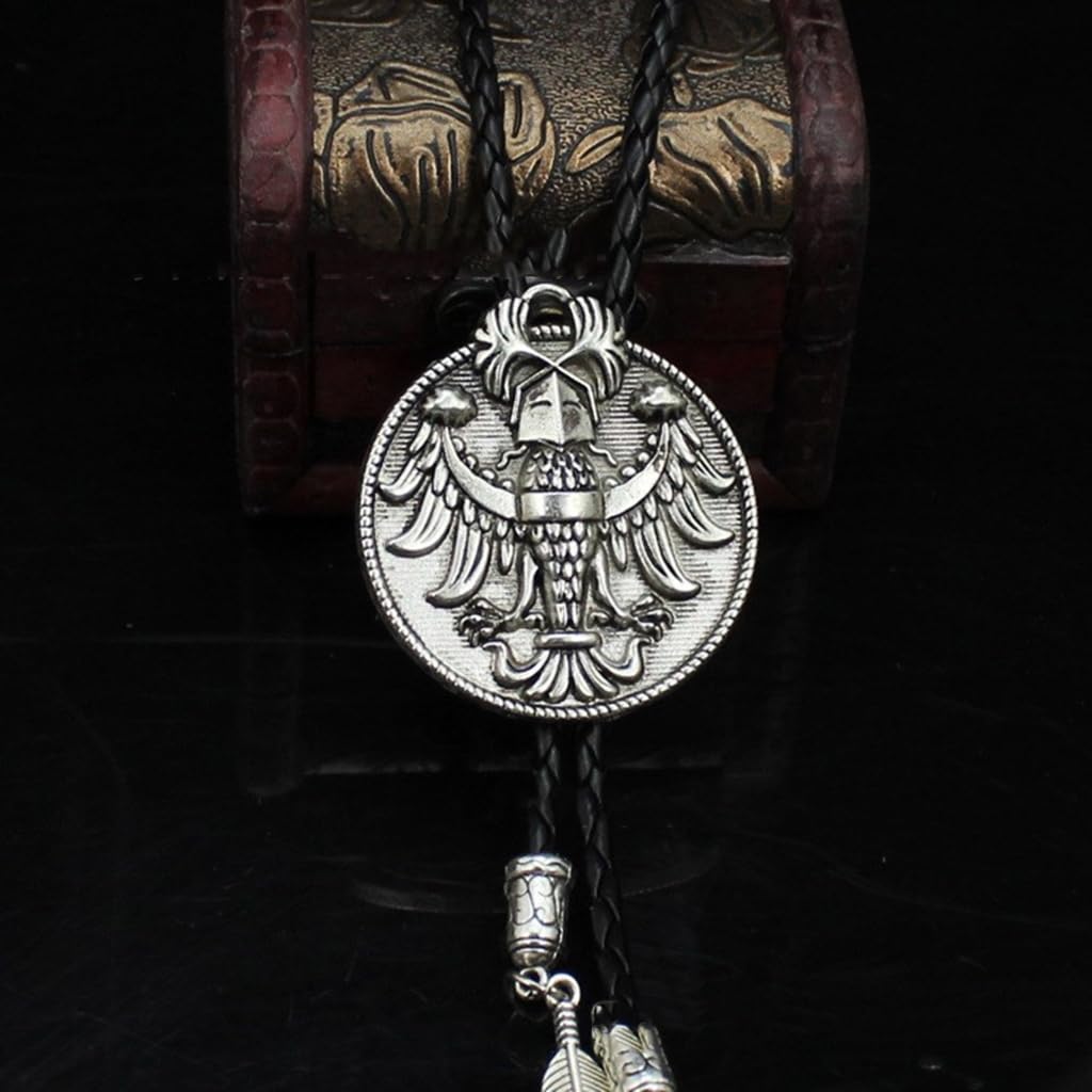 Cravatte da Cowboy, Cravatta con Ciondolo Forma di Aquila Russa Metallo e Corda in(Bronze)