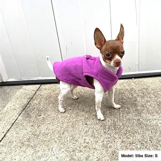 Image of JACKO & CO - Fleece Vest Dog Sweater with Leash Ring - Soft, Warm & Lightweight Pullover Coat for Small & Medium Dogs, Puppies & Cats - Cozy Fall /Winter /Spring Pet Jacket (Purple, X-Small 2-4lbs)